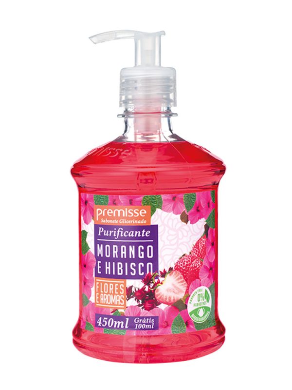SABONETE PREMISSE PUMP 450ML MORANGO E HIBISCU