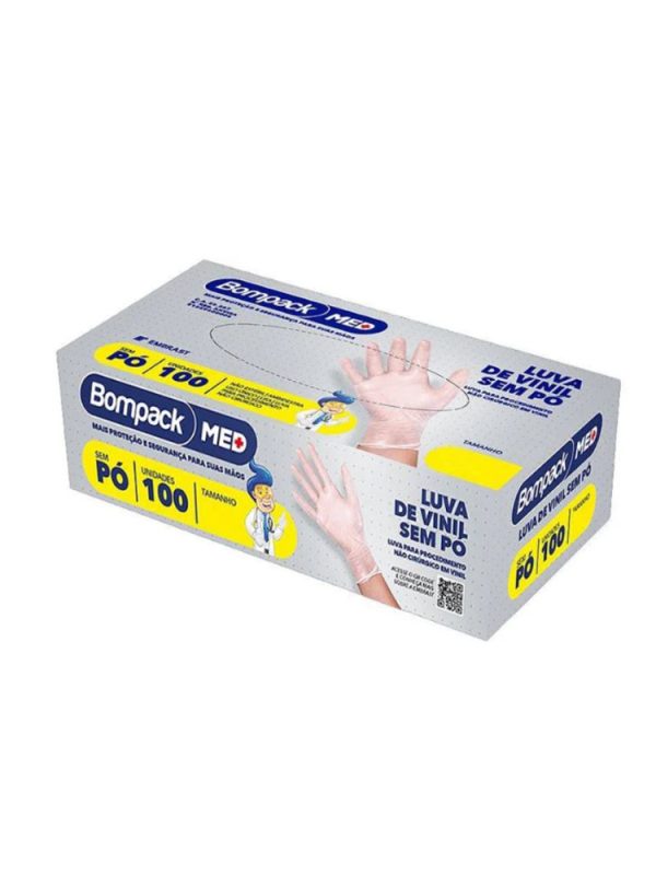 LUVA VINIL BOMPACK SEM PO P CX 100UN