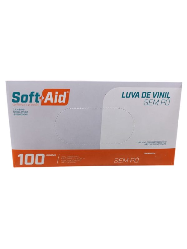 LUVA VINIL SOFT AID SEM PO G CX 100UN