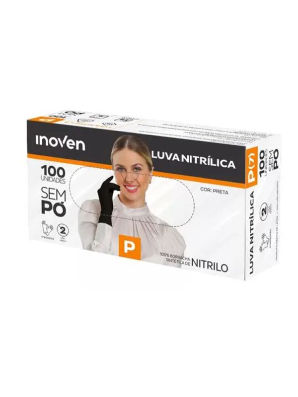 LUVA NITRILICA INOVEN SEM PO P PRETA CX 100UN