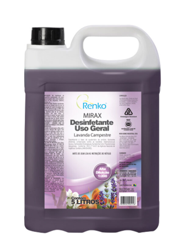 DESINFETANTE MIRAX ALTA DILUIÇÃO LAVANDA CAMPESTRE RENKO 5L