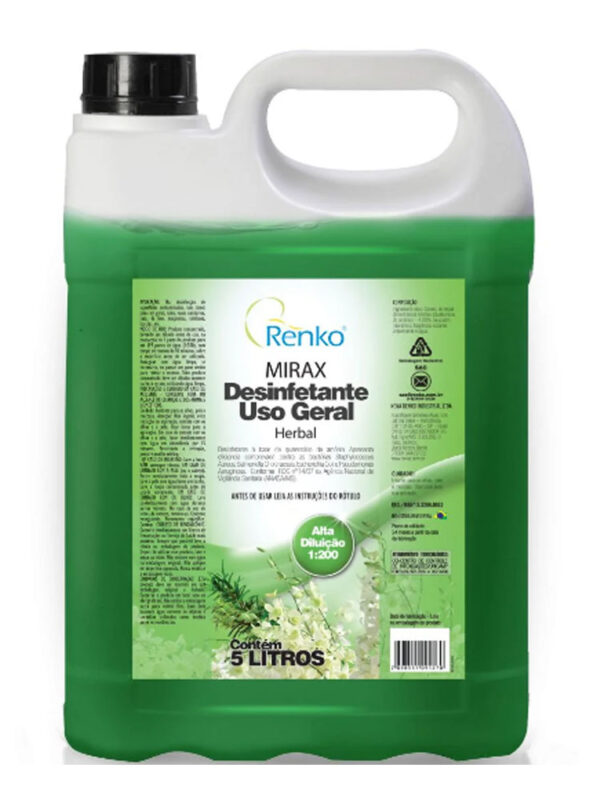 DESINFETANTE MIRAX ALTA DILUIÇÃO HERBAL RENKO 5L