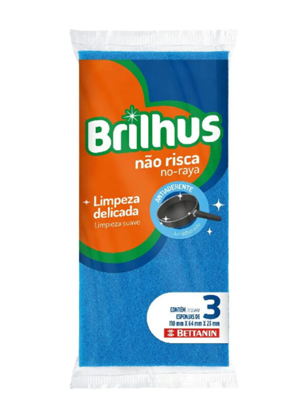 ESPONJA MULTIUSO NÃO RISCA AZUL BRILHUS C/3UN