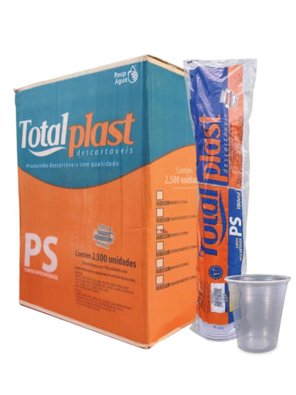COPO 180ML PS TOTALPLAST TRANSP CX 25X100
